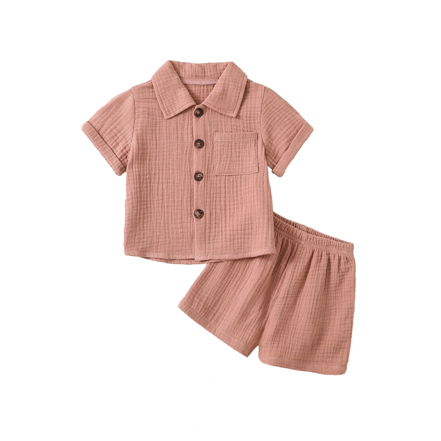 Toddler Short Sleeve Button Down Lapel Shirt Shorts Set 2Pcs Summer Outfits Baby Clothes