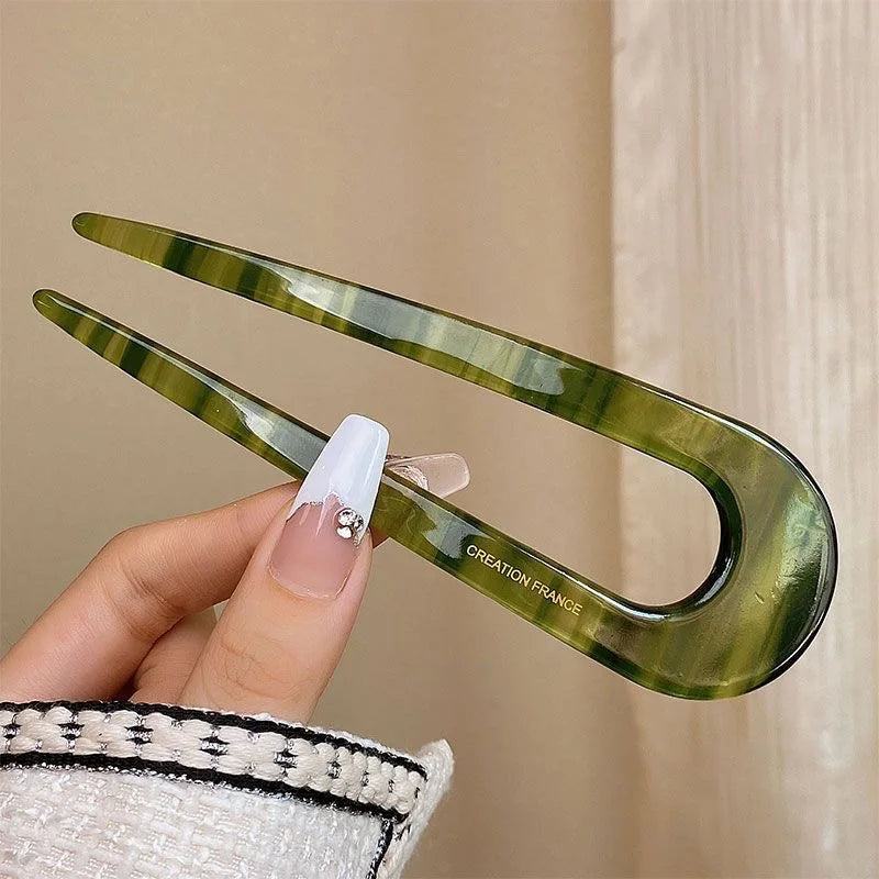 French Styles Hair Forks Hair Sticks Acetic Acid U-Shape Hair pins Bun Women Girls Vintage Hairstyle Hair Accessories Headband