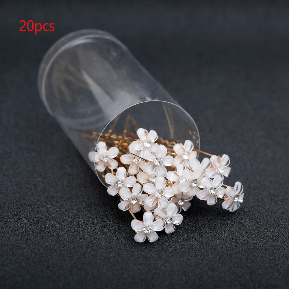 20pcs Elegant Bridal Pearl Hair Sticks Set with Crystal Floral Accents Wedding for Brides Luxury Bridal Headpiece Hair Sticks