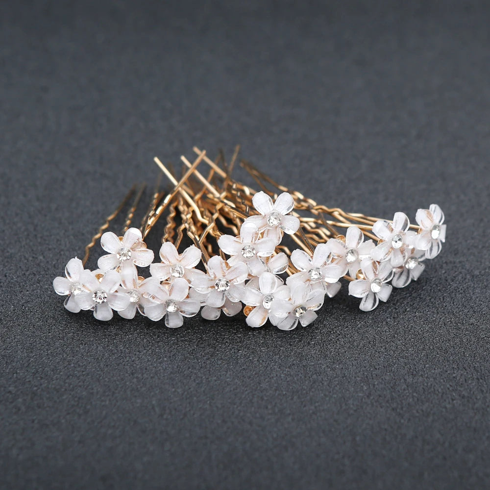 20pcs Elegant Bridal Pearl Hair Sticks Set with Crystal Floral Accents Wedding for Brides Luxury Bridal Headpiece Hair Sticks