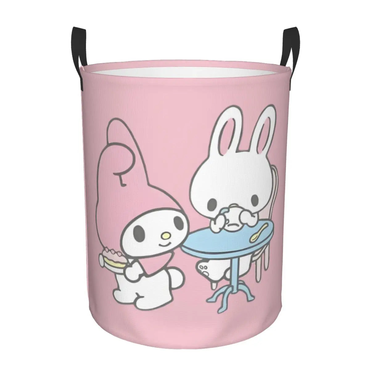 Custom Melody Laundry Basket Collapsible Pink Rabbit Clothes Hamper for Baby Kids Toys Storage Bin