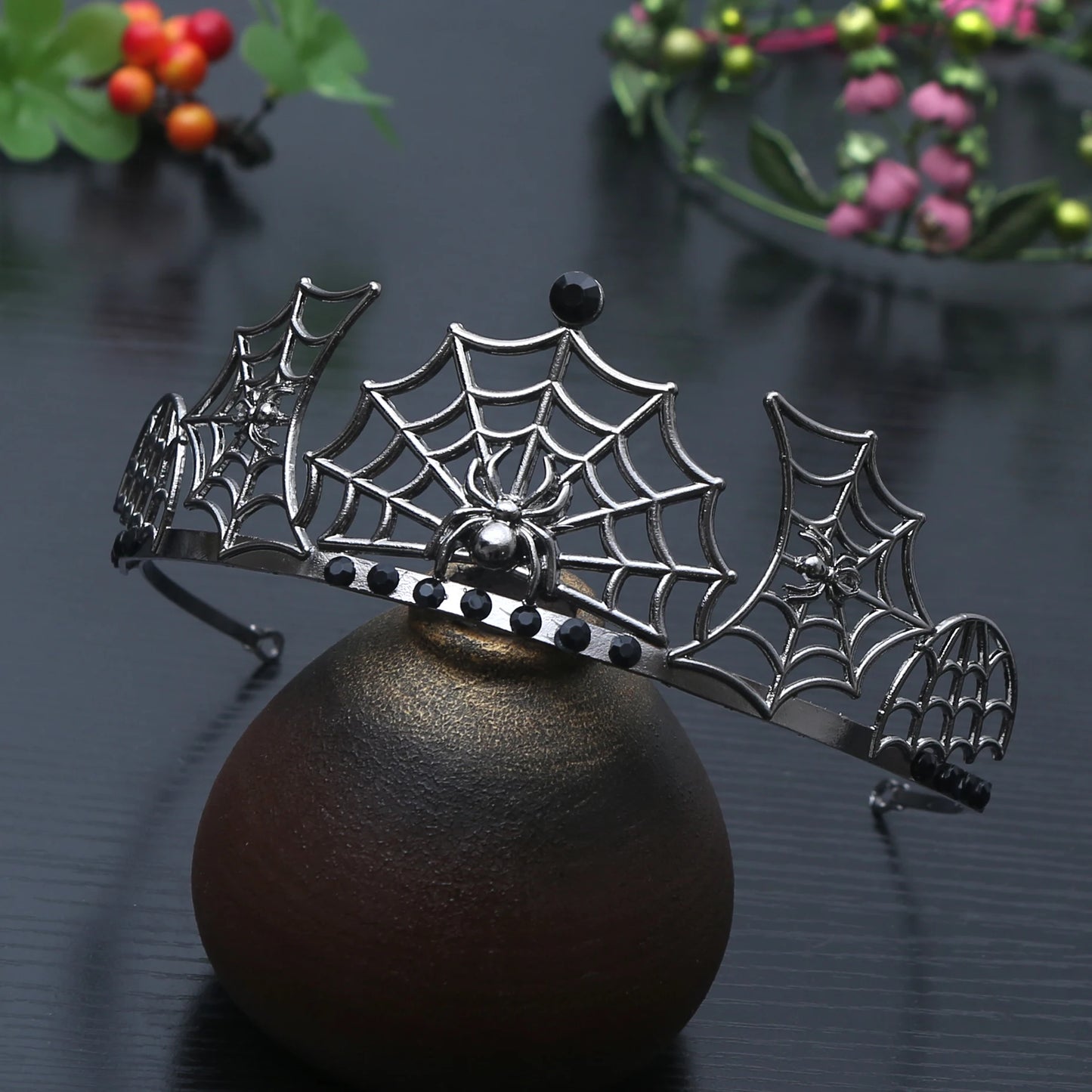 1pc Dark Goddess Gothic Style Halloween Niche Design Spider Web Crown Headpiece Makeup Ball Vampire Role-playing Hair Crown