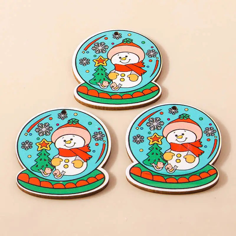 Leslie 10pcs Fashion Christmas Charms Cute Christmas Tree Deer Bell Snowman Pendant for Earring Necklace Making Accessories