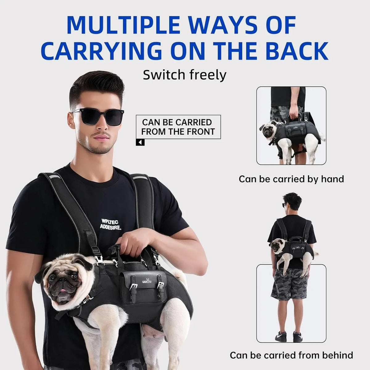 Dog Backpack Carrier for Dogs,Dog Lift Harness,Adjustable Padded Breathable Straps for Dogs, Disabled, Joint Injuries, Arthritis