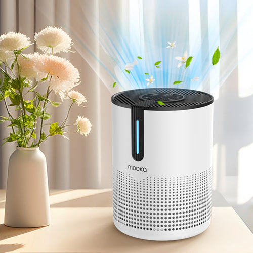 MOOKA 475Sq.ft Air Purifier Cleaner HEPA Filter Remove Odor Dust Mold