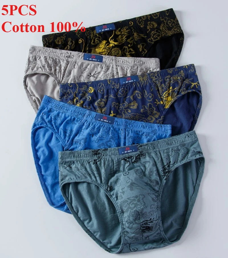 5 Pcs/Lot Cotton Underpants For Men Briefs Male Underwear Knickers Panties Pant Shorts Sexy Undies L XL 2XL 3XL 4XL 5XL 6XL 7XL