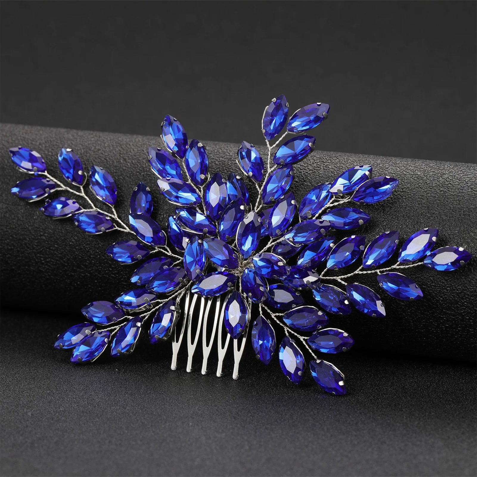 Blue Color Crystal Hair Pins Wedding Jewelry Accessories Head Decoration Bride Headdress Women Tiara Hair Bands Hair Vine