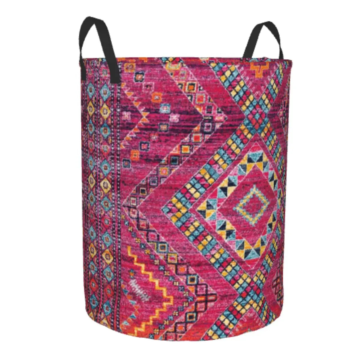 Pink Oriental Bohemian Moroccan Artwork Laundry Basket Foldable Bohemian Clothes Hamper for Baby Kids Toys Storage Bag