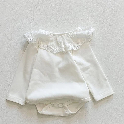 2024 New Autumn 0-24M Children Clothes Newborn Baby Girls Long Sleeved Cotton Bodysuits+Lace Dress Korean Style Climbing Suit