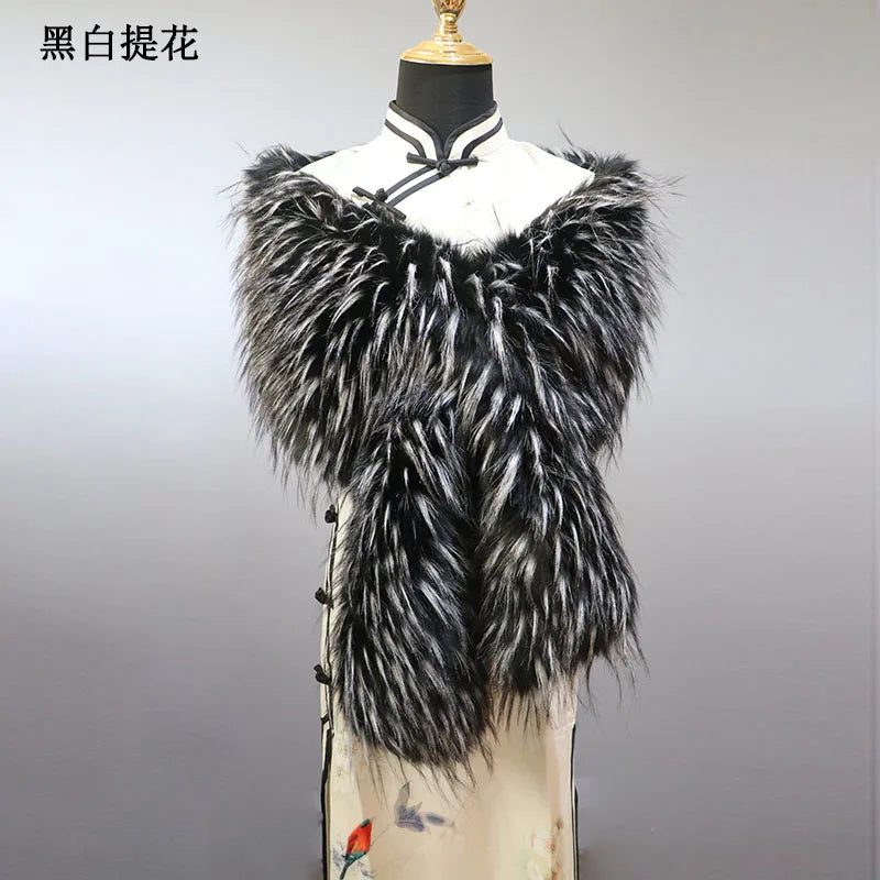 Faux Fur Wedding Shawl Woman Party Bride Cape Cloak Autumn Winter Banquet Stage Dress Scarf Bridal Wrap Bolero Accessory Stock