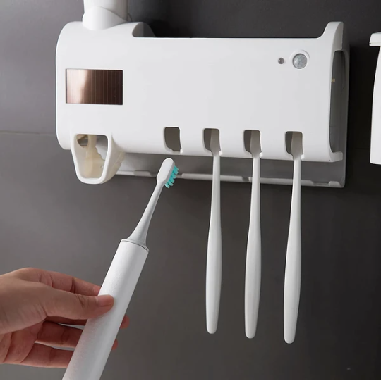 UV Light Sterilizer Toothbrush Holder Cleaner & Automatic Toothpaste