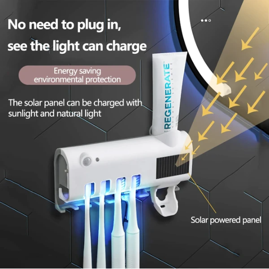 UV Light Sterilizer Toothbrush Holder Cleaner & Automatic Toothpaste