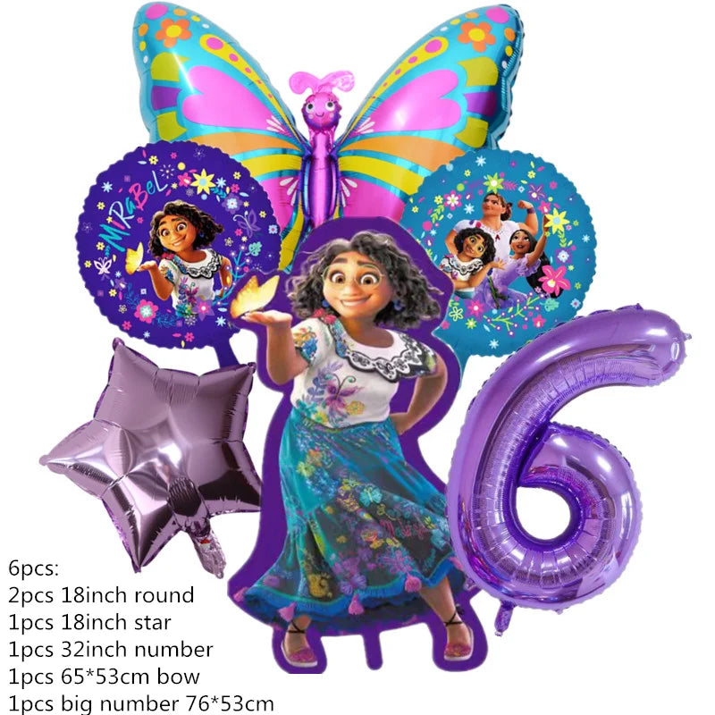 Disney Encanto Mirabel Isabella Party Balloons Set 32inch Purple Number Foil Balloons For Kids 1 2 3th Birthday Decor Air Globos