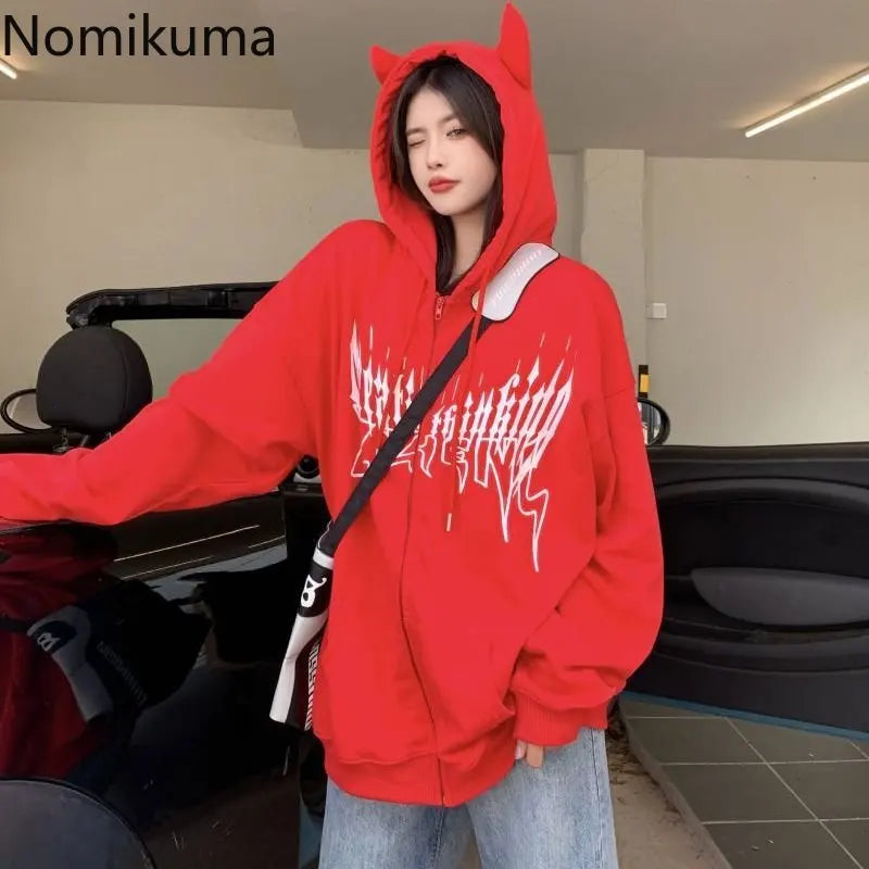 Streetwear BF Women Jackets 2025 Ropa Mujer Hooded Harajuku Casual Fashion Zipper Oversized Outwear Korean Vintage Y2k Coat