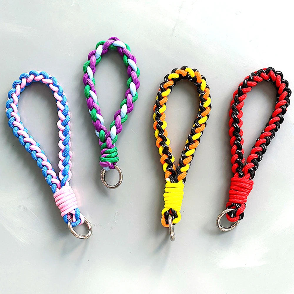 Handmade Rope Woven Keychain Phone Case Anti-lost Rope Strap Key Ring Tool Backpack Buckle Thickened Accessory Fashion Jewelry