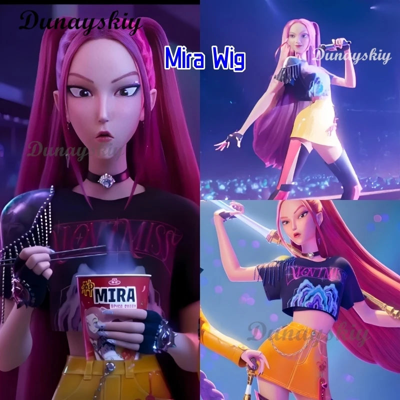 K-Pop Rumi Cosplay Wig 2025 MovieDemon Hunters Stage Lumi Mira Zoe Purple Long Wig Braid Hair Hallowen Girl Group Idol