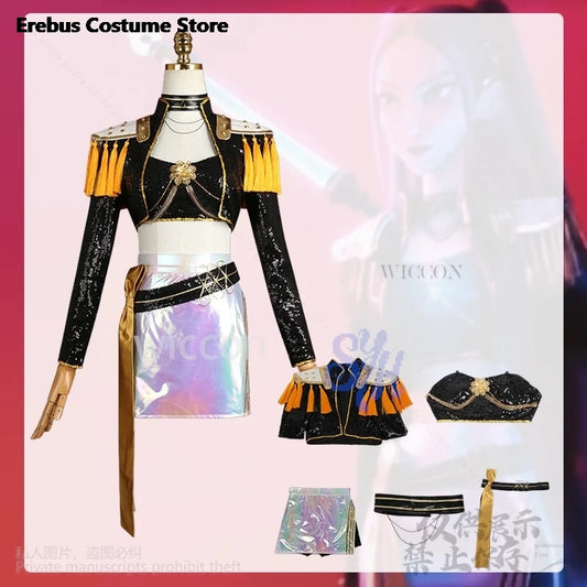 Anime Movie Kpop Demon Cosplay Mira Huntrix Golden Stage Uniform Black Flash Gorgeous Punk Coat Mini Dress Lolita 코스프레 Halloween