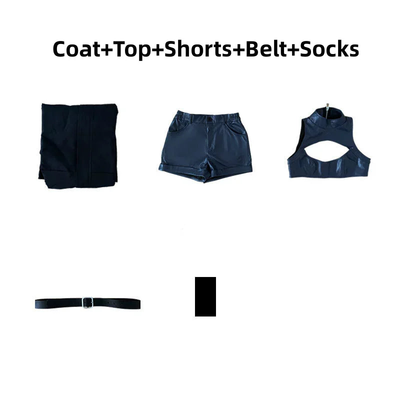Anime CALL OF THE NIGHT Nanakusa Nazuna Cosplay Costume Coat PU Tube Tops Shorts Uniform Wig Woman Sexy Carnival Suit