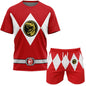 2026 Summer New Bandai Power Rangers Tee Shorts Men Women Oversized Breathable Quick Drying Fitness Running Sportswear Set ﻿
