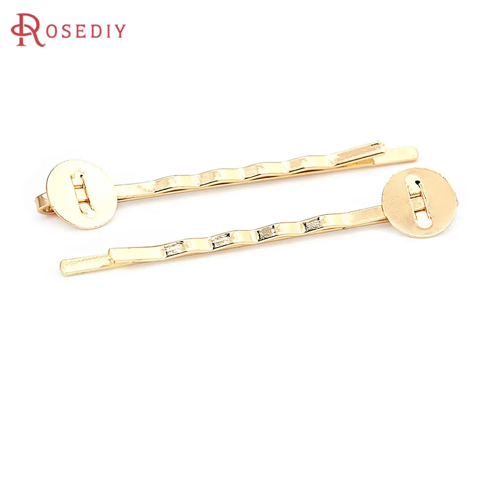 10PCS 18K Gold Color Iron with Pearl Beads Base 8MM 10MM Hair Jewelry Hair Clip Jewelry Making Supplies Accessories for Women