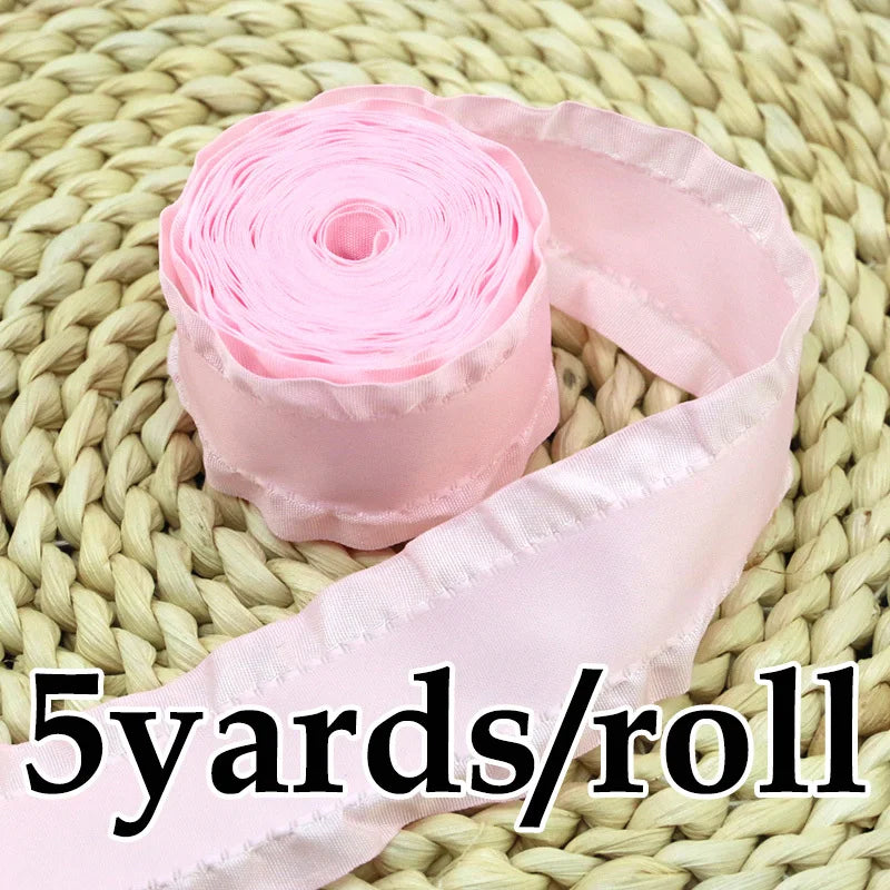 (5Yards/roll) 4cm Skirt Shape Satin Ribbon Hair Bow Gift Wedding Christmas Lace Sewing Accessories Tablecloth Curtain Decoration