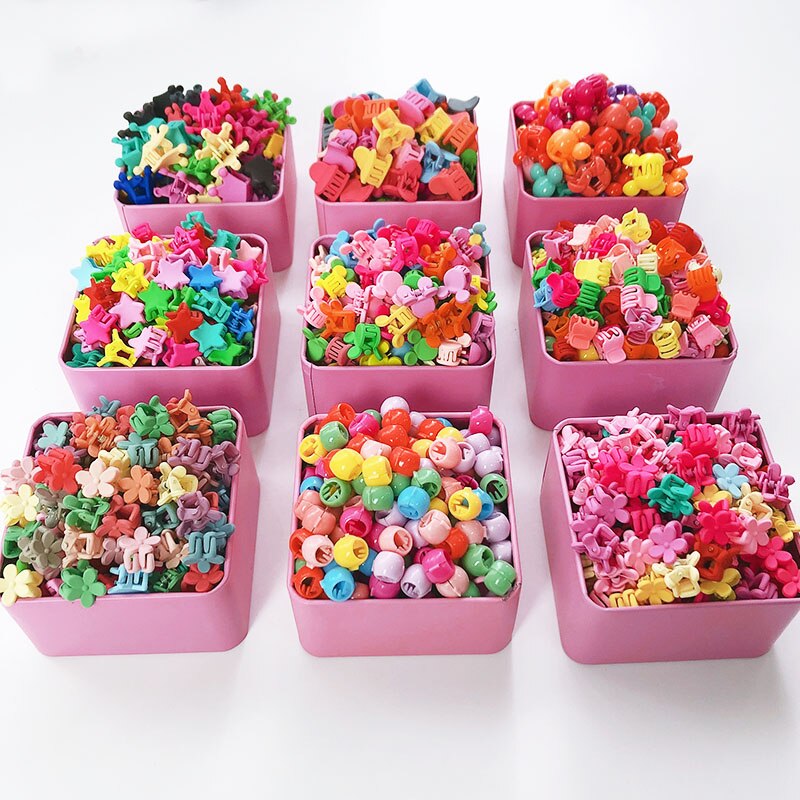 1Set Girls Cute Colorful Cartoon Small Hair Claws