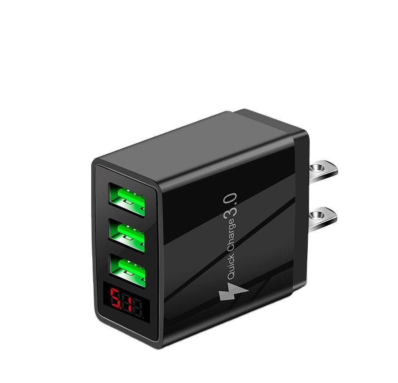 3-Port 2 pack USB Quick Wall Charger with LED Voltage Display - Safe &
