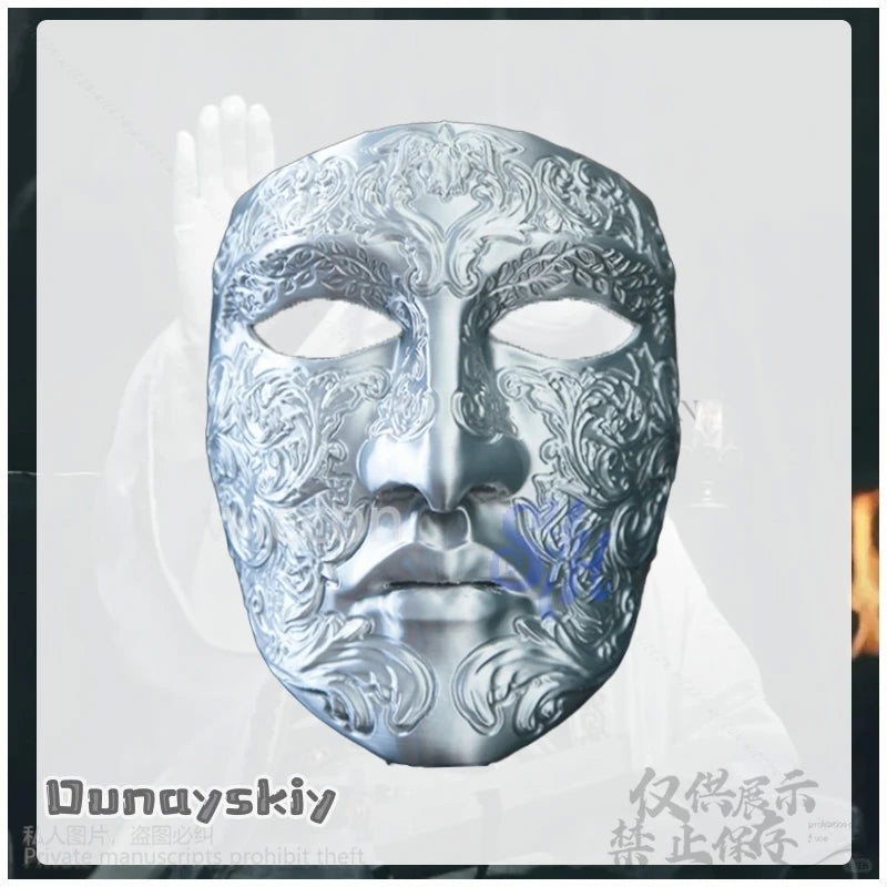 Movie Baldwin IV Cosplay Silver Retro Face 3D Polylactic Acid Mask Halloween Christmas Performance Props Accessory 코스프레