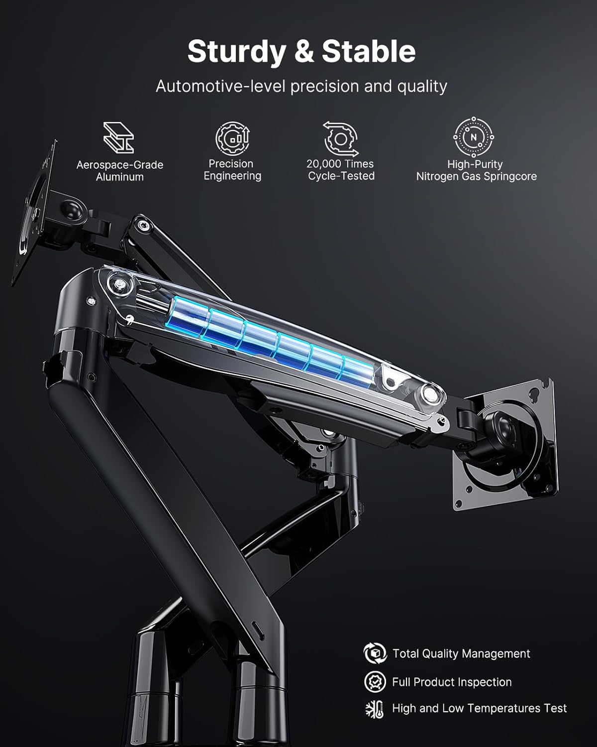 Dual Monitor Stand With USB Port Height Adjustable Arms