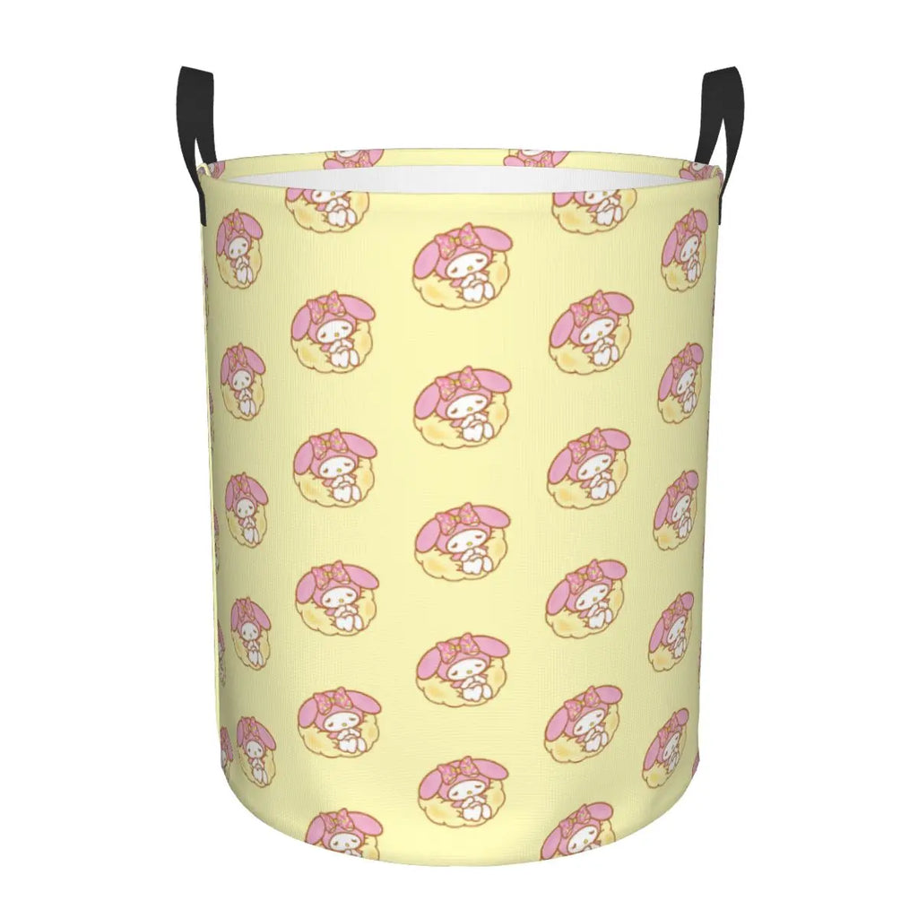 Custom Melody Laundry Basket Collapsible Pink Rabbit Clothes Hamper for Baby Kids Toys Storage Bin