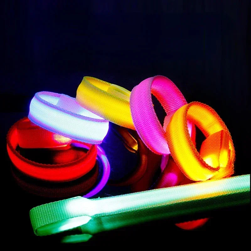 LED Light Up Bracelets Glow in The Dark Party Prop Outdoor Sports Belt Arm Leg Warning Wristband Reflective Safety Bicycle Light