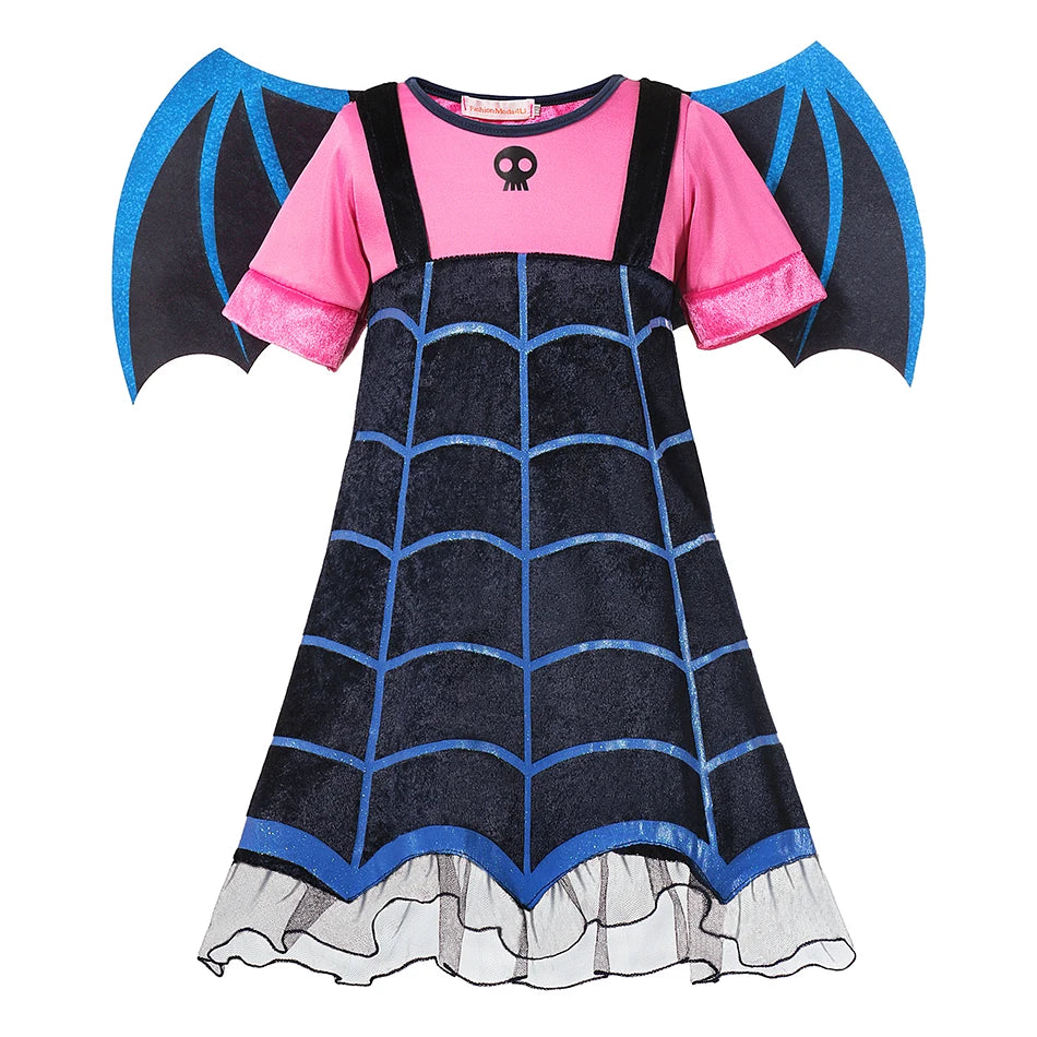 Baby Girls Halloween Witch Costume Children Cosplay Vampire Princess Dresses Kids Dress Up Clothes With Hat Carnival Party Gift