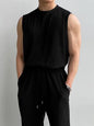 Summer Solid Color Vest Quick-drying Breathable Thin Threaded Ice Silk Top Sleeveless Suit Fitness Loose Men