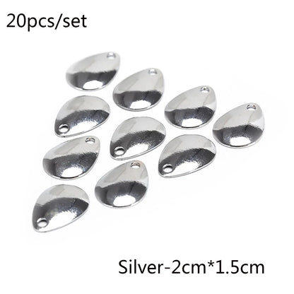 20pcs/lot Fishing Spinner Rings Blades Smooth Nickel Spoons Plaice Tackle Craft DIY Bait Fishing Tool Lure Accessories