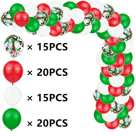 70Pcs Red White Green Latex Metallic Gold Balloons Confetti Christmas Gift Party Home Room Adult Wall Decorations 2022 Globos