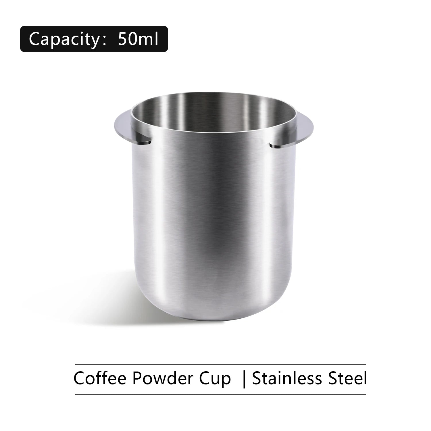 58mm Coffee Dosing Cup with Cleaning Brush Sniffing Mug for Espresso Machine Wear Resistant Stainless Steel Coffee Dosing Cup