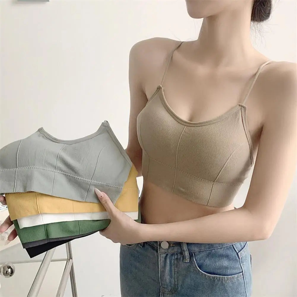 Sexy Women Padded Wire Free Crop Push Up Bralette Top Tanks for Bras Lingerie SpaghettiTop Camis Seamless Sling Female Tube Top