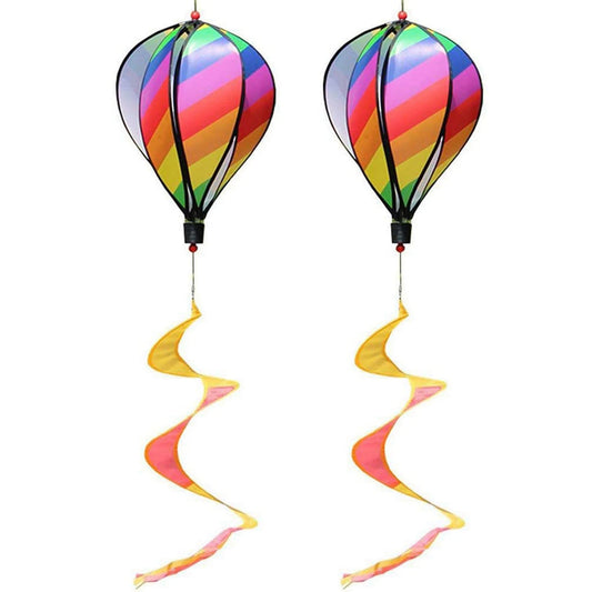 AB33-4PCS Balloon Wind Spinner Striped Windsock Balloon Yard Decor Spiral Balloon Windmill