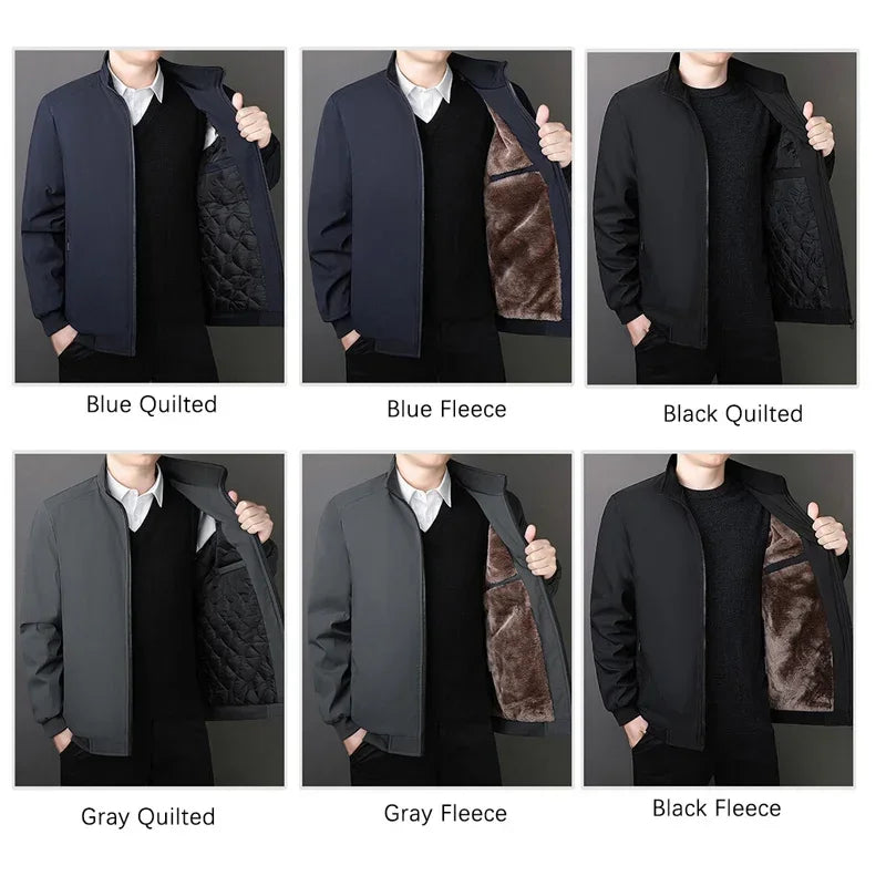 BROWON Brand Winter Jacket Men 2025 Autumn Solid Color Plush and Thick Coats Men Plus Size 8xl Stand Collar Warm Men Clothing