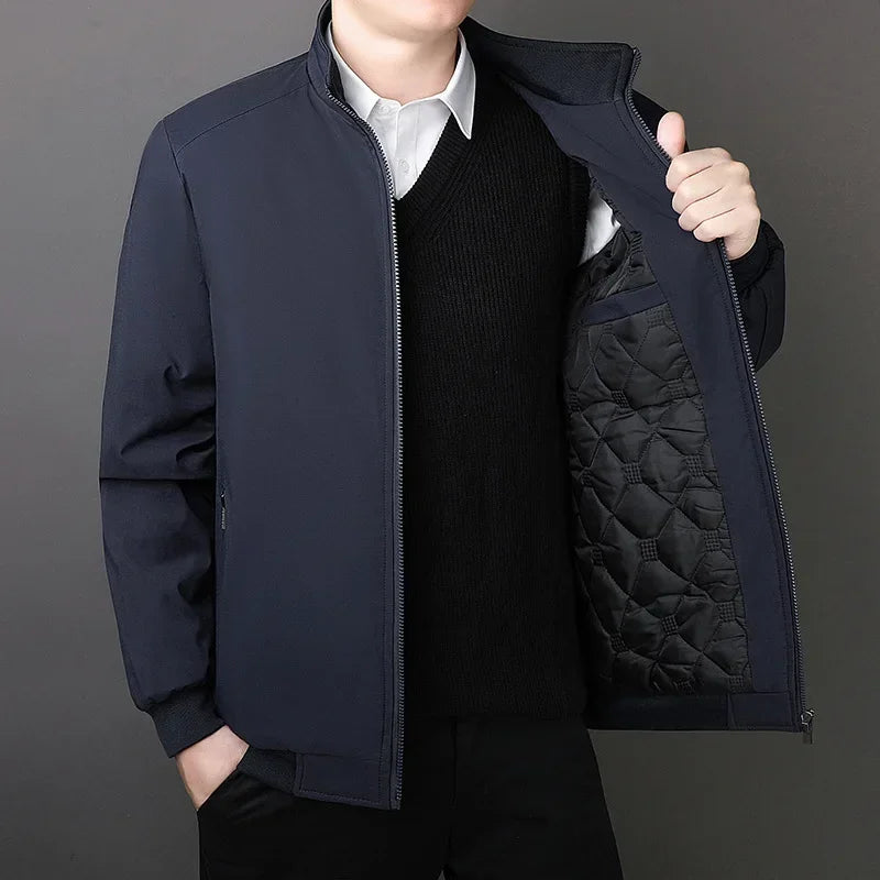 BROWON Brand Winter Jacket Men 2025 Autumn Solid Color Plush and Thick Coats Men Plus Size 8xl Stand Collar Warm Men Clothing