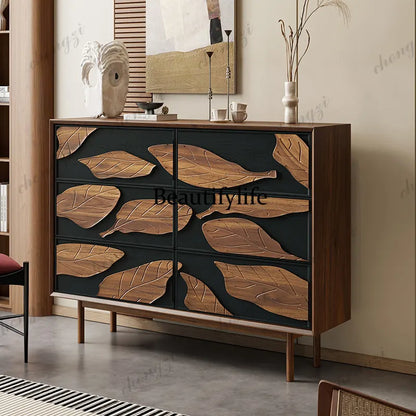 Medieval solid wood porch cabinet French decorative cabinet Modern living room simple retro creative storage cabinet