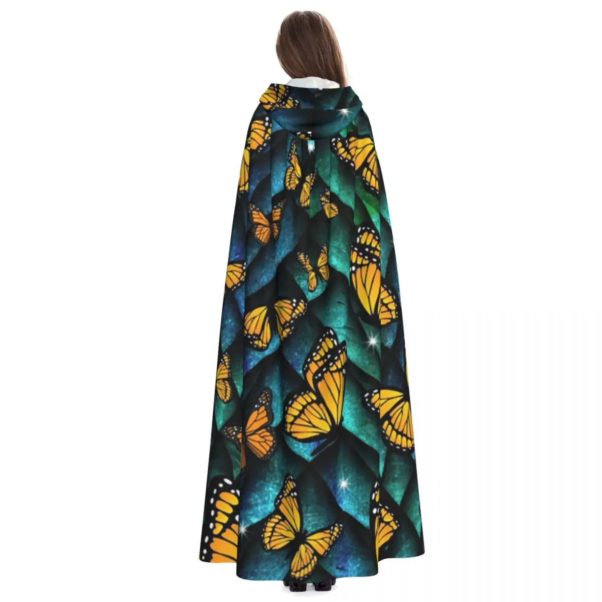 Fantasy Butterfly Dragon! Long Hooded Cloak Witch Medieval Costume Cosplay Cape HalloweenVampire Adult Unisex