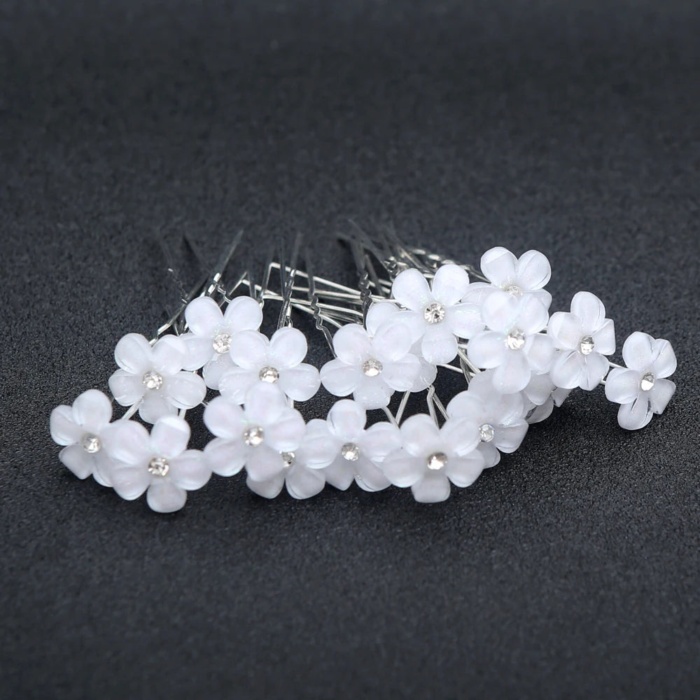 20pcs Elegant Bridal Pearl Hair Sticks with Crystal Floral Accents Wedding Hair Clips for Brides Bridesmaids Hair Sticks