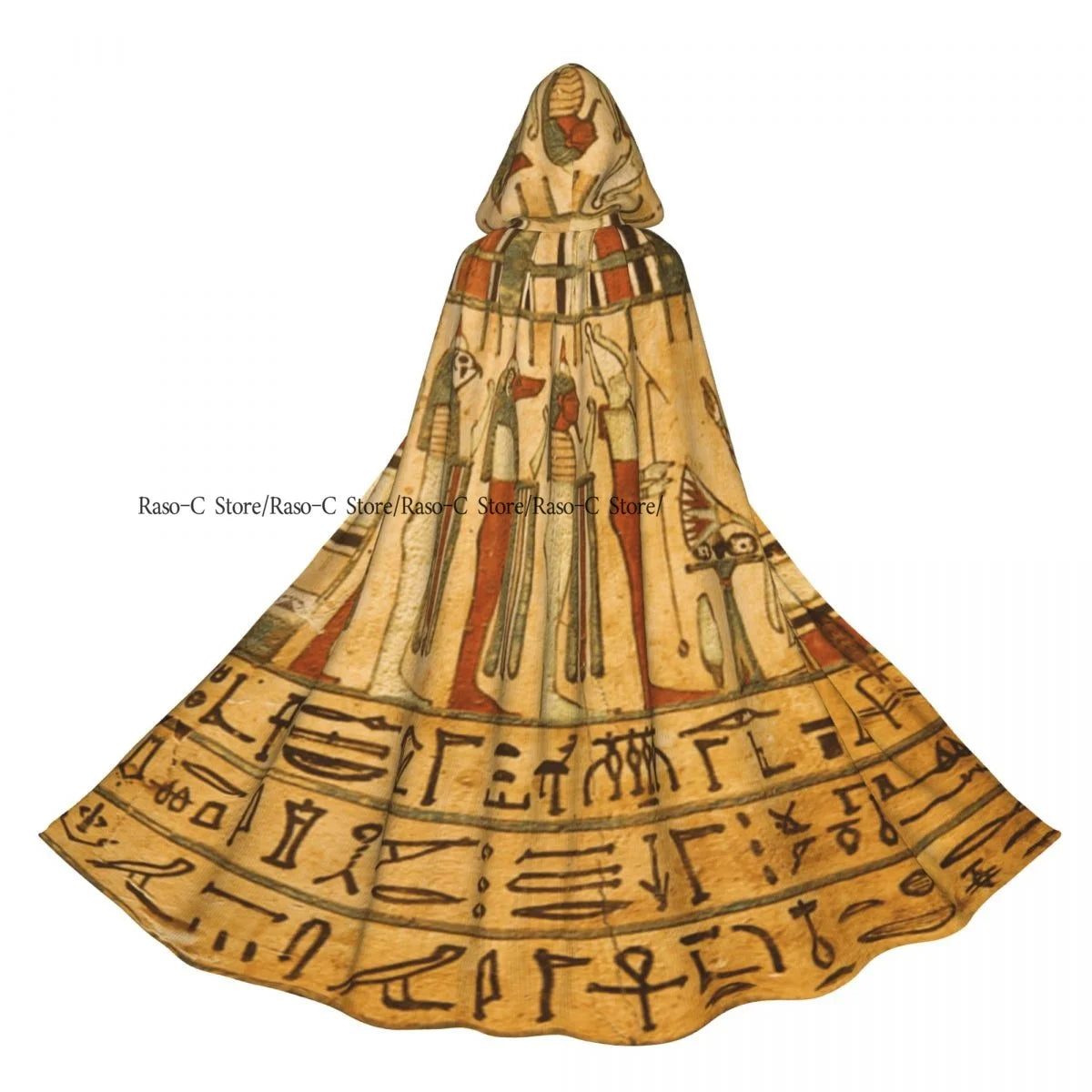 Unisex Adult Vintage Egyptian God Hieroglyphs Cloak with Hood Long Witch Costume Cosplay