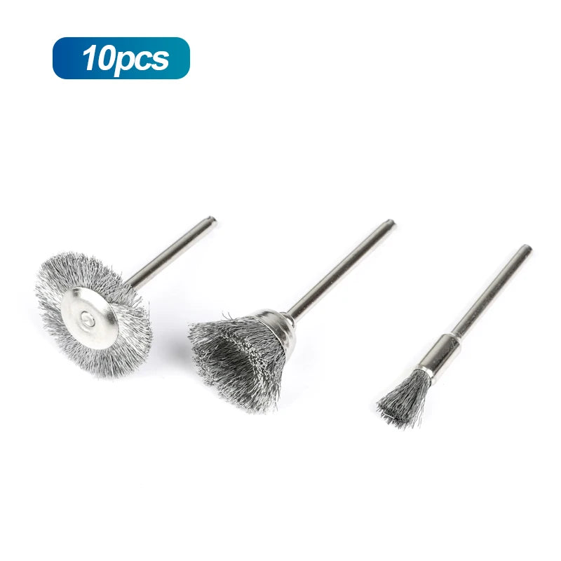 3/10Pcs Steel Wire Brushes Set Polishing Wheels Pen Brushes Kit Dremel Accessories Deburring for Rotary Tool