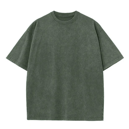 Men's Summer T-shirt 230G Heavy Cotton Vintage Washed T-Shirts Oversized Short Sleeve Loose Streetwear Short Sleeve Tops Tee