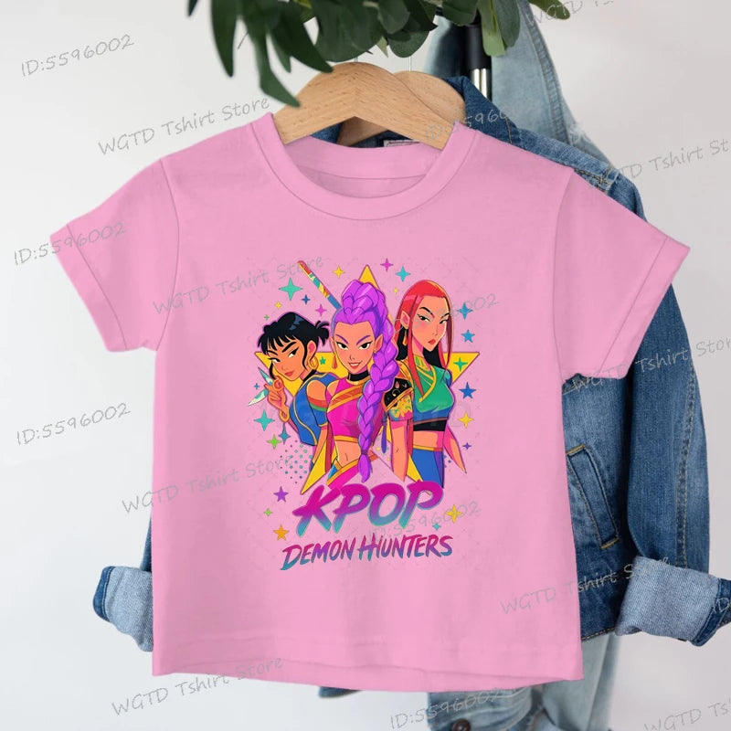 Children's Clothing KPop Demon Hunters Fashion Casual Tops 2025 Hot Movie Soft Cotton Baby Girls T Shirt Fans Gifts Kids Clothes