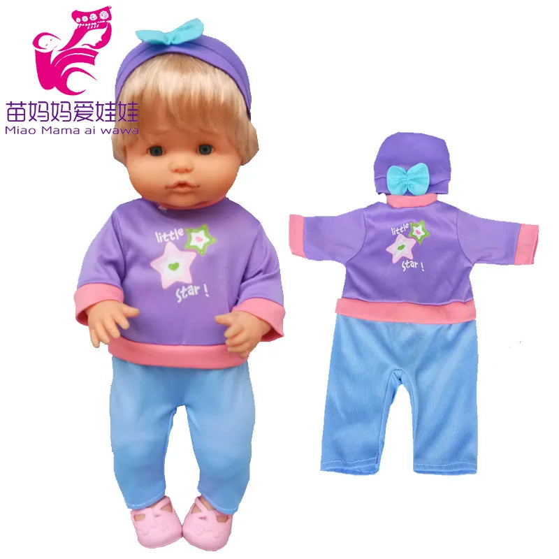 40cm Baby Doll Boy Clothes Grey Rompers Sock Hat For 38 Cm Nenuco Doll Clothing Ropa Y Su Hermanita Toys Wears