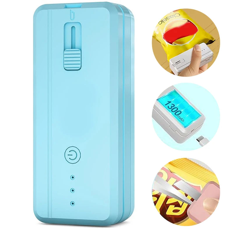 1300mAh Rechargeable Mini Bag Sealer and Cutter, 3 Variable Heat Modes, Widened Thermal Strip