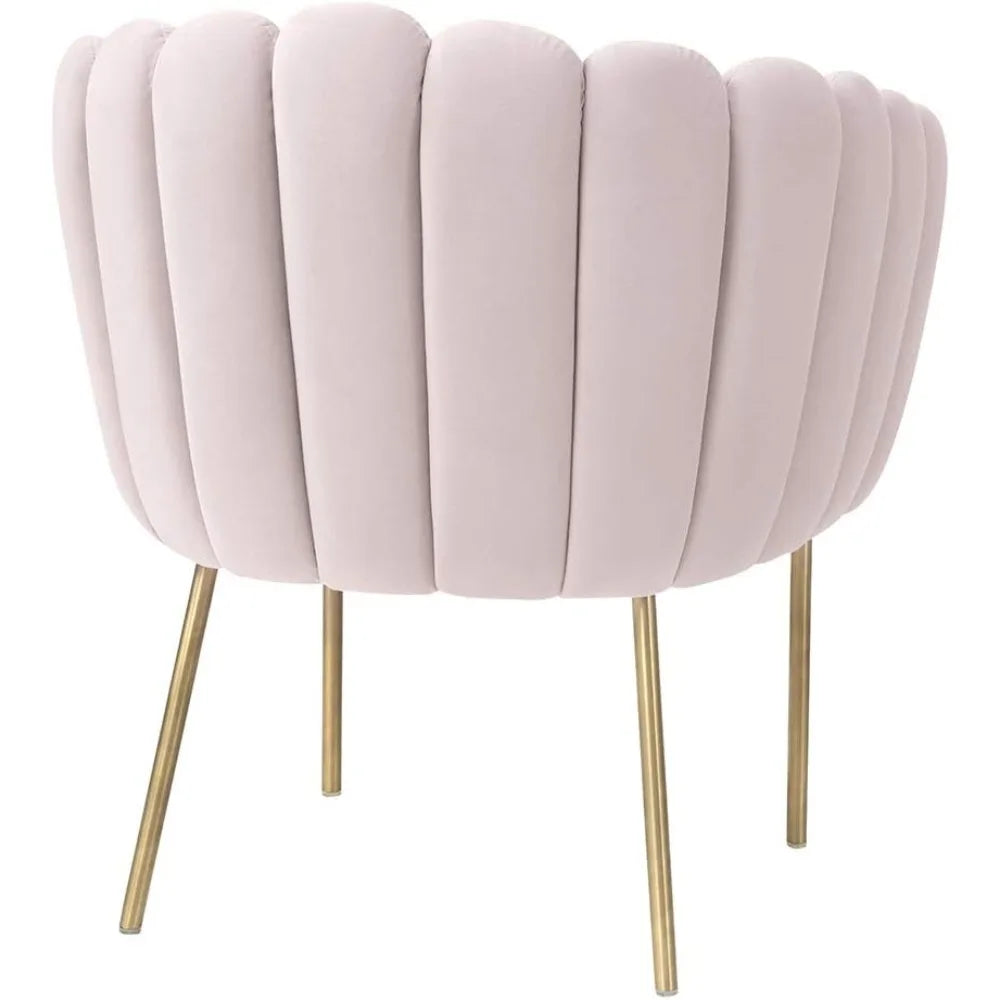 Dolores Modern Blush Velvet Accent Chair - Feather-Filled Seat with Brushed Gold Legs, Easy-Clean Upholstered Side Chair